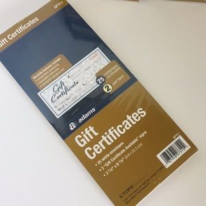 1 Pack GIFT CERTIFICATES 25 Carbonless 2 part form